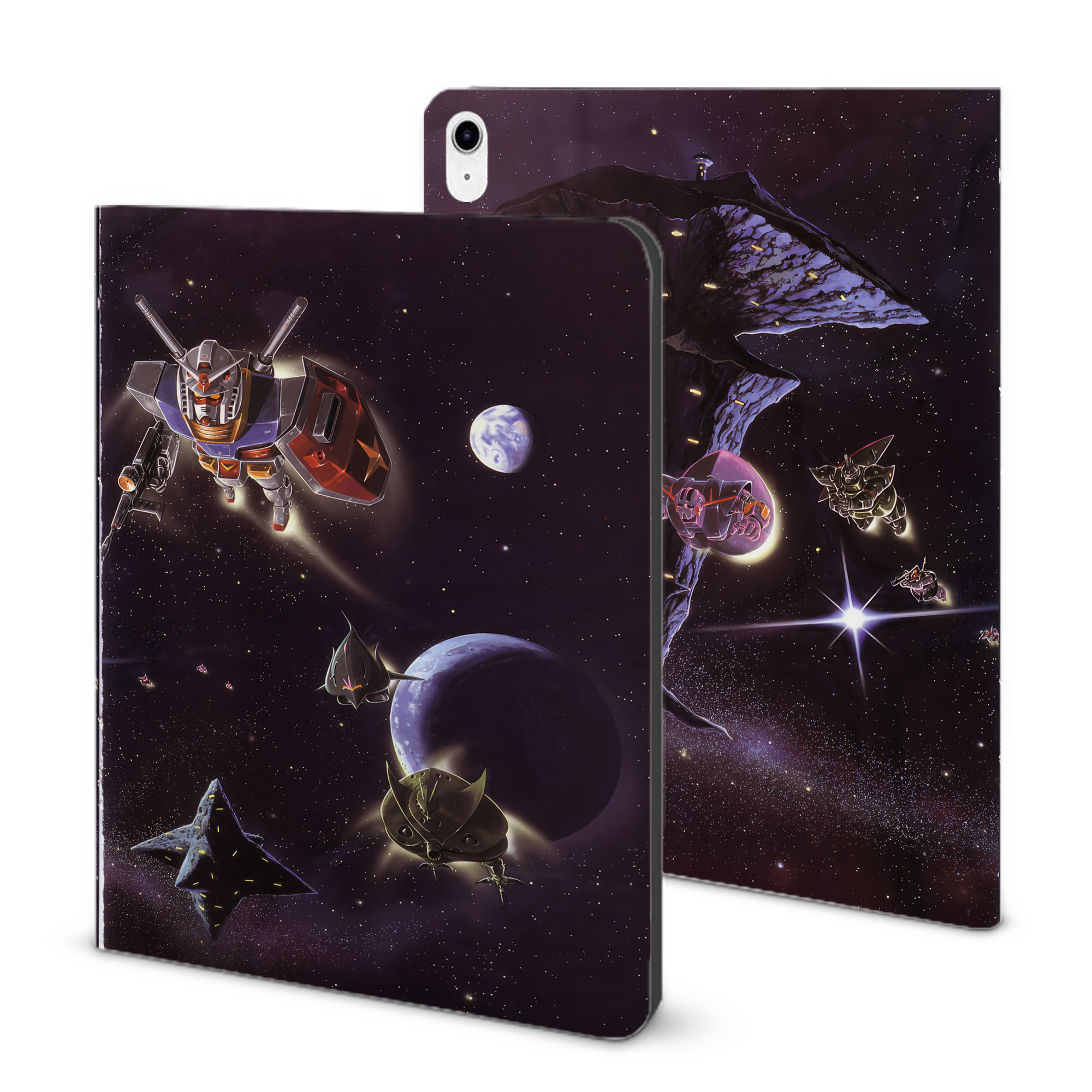 （画像用） 機動戦士ガンダム Mobile Suit Gundam IPad ケース ブック型 PUレザー TPU 耐衝撃 軽量 薄型 ペン収納なし 全面保護 IPad 各モデル対応